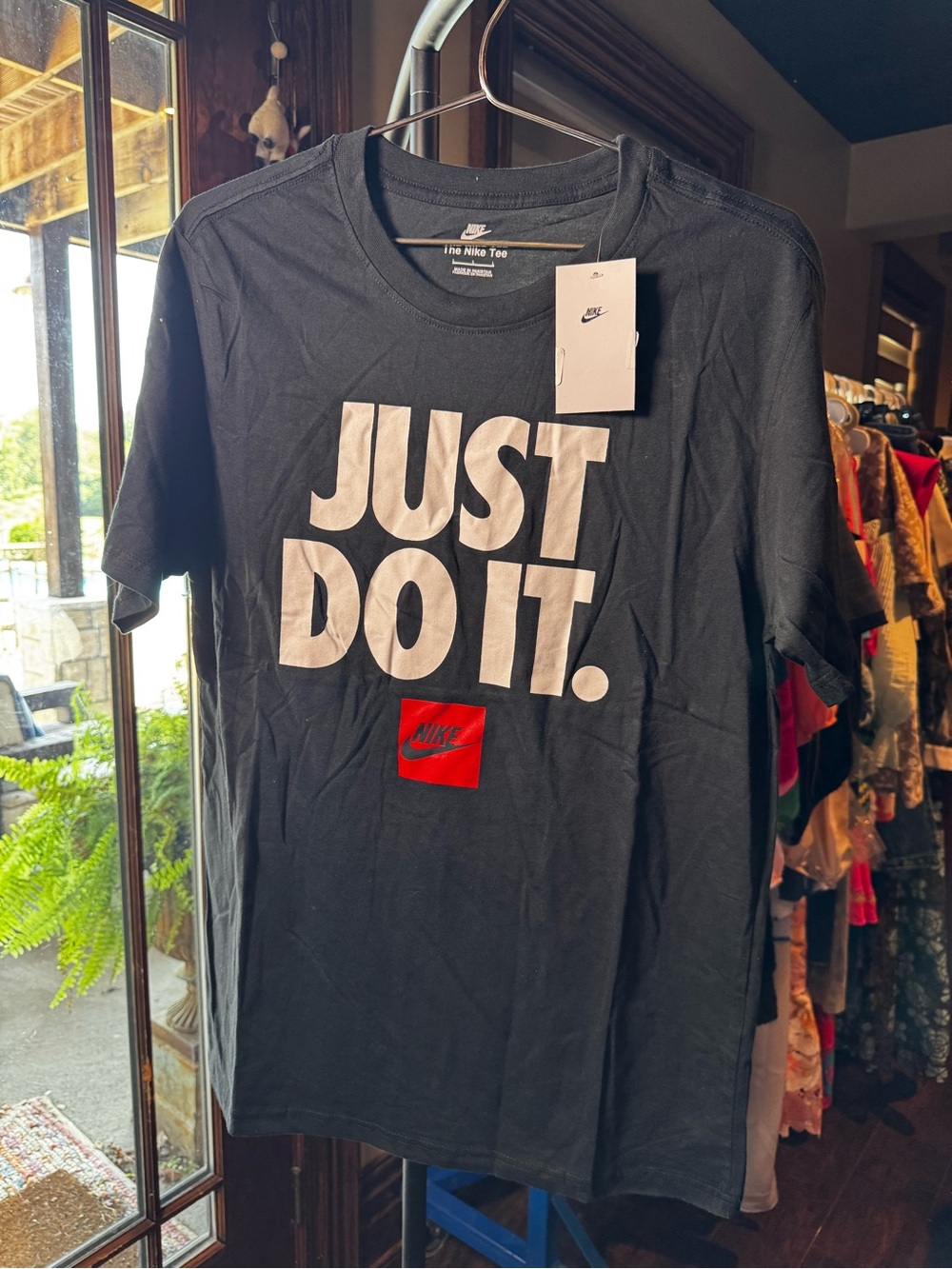 NWT Nike "Just Do It" Graphic T Shirt Black Size Large